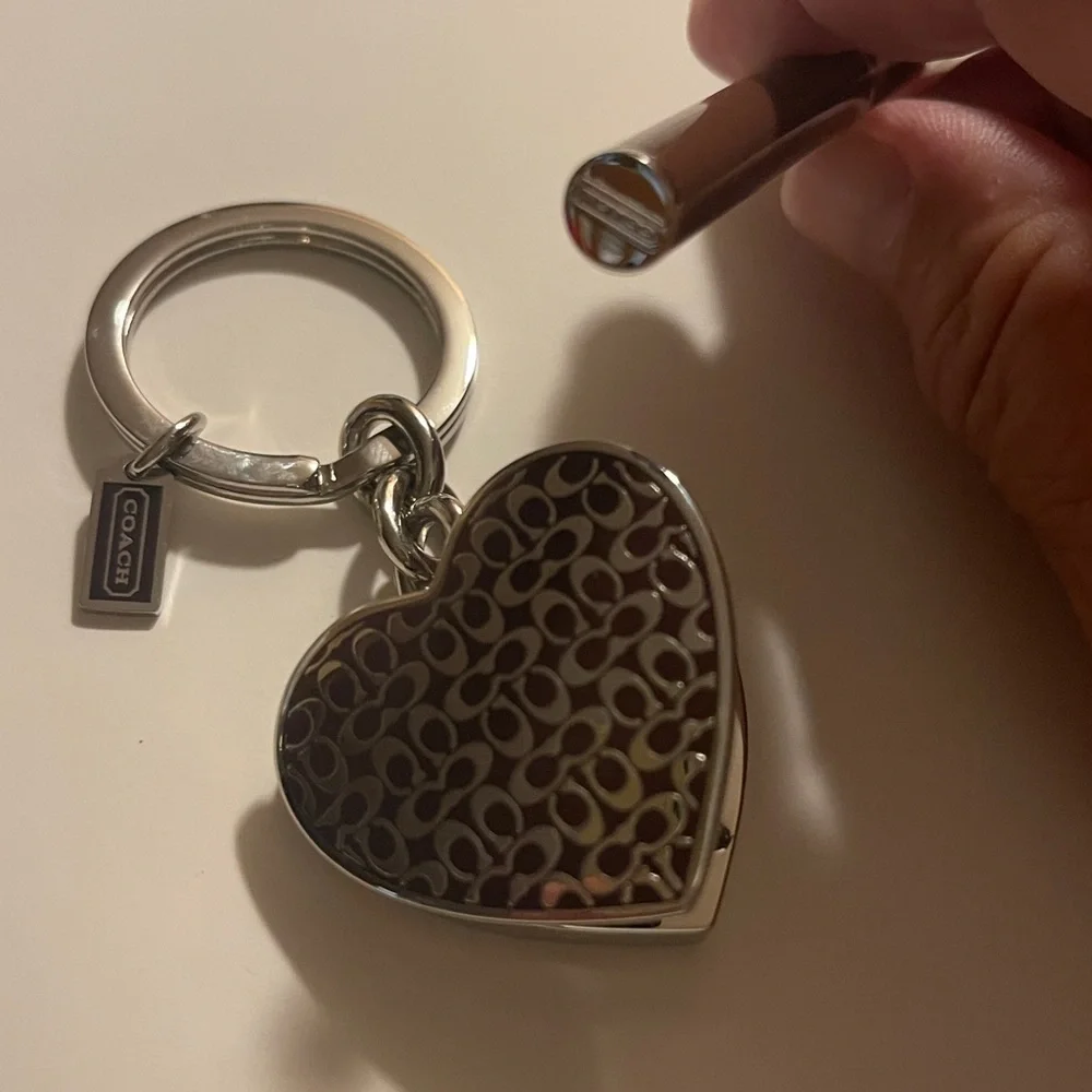 Coach Brown Heart Keychain and Pen Set